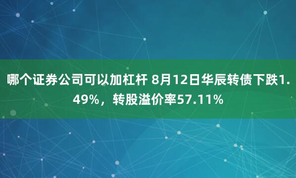 哪个证券公司可以加杠杆 8月12日华辰转债下跌1.49%，转股溢价率57.11%